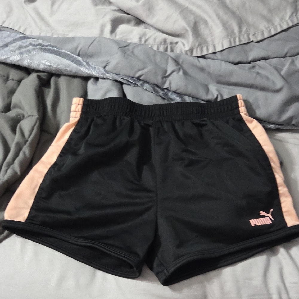 Puma Women's Black Shorts with Pink Highlights